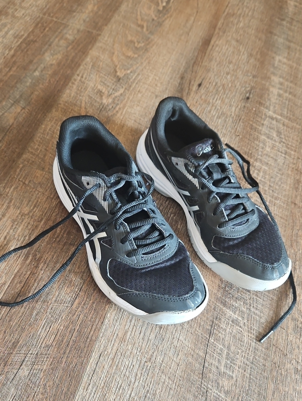 Women's Aasics Black Athletic Running Shoes with White Accents